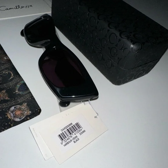 CAMILLA “Harbour Views” Black Cateye Sleek Black Boho Chic Classic Sunglasses - Picture 7 of 7